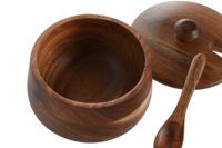 Suikerpot Home ESPRIT Natuurlijk Acacia 9,5 x 9,5 x 7,5 cm - thumbnail