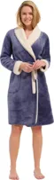 Deluxe - Dames Badjas Fleece - Dark Blue - Maat L - thumbnail