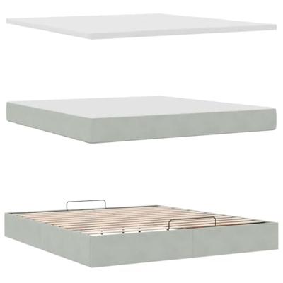 Ottoman bed met matras en LED's 180x200cm fluweel lichtgrijs