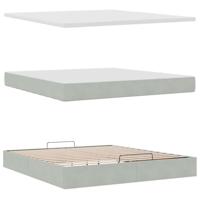 Ottoman bed met matras en LED's 180x200cm fluweel lichtgrijs - thumbnail