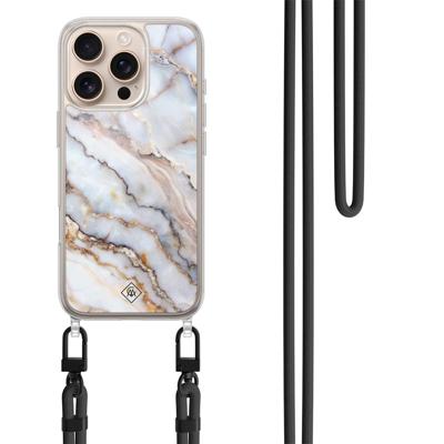 iPhone 16 Pro Max hoesje met zwart koord - Marble dream iPhone 16 Pro Max hoesje met zwart koord - Marble dream