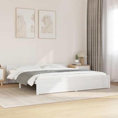 Bedframe massief hout wit 200x200 cm Bedframe massief hout wit 200x200 cm