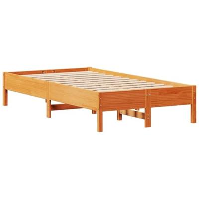 Bedframe zonder matras massief grenenhout wasbruin 120x200 cm