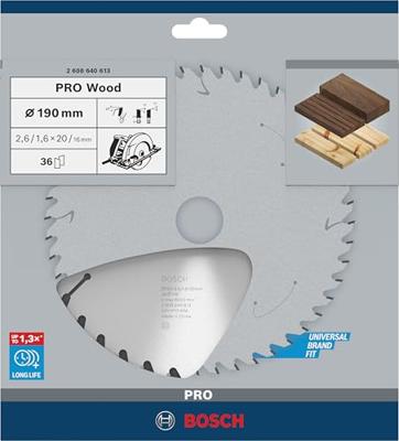 Bosch Accessories Optiline 2608640613 Hardmetaal-cirkelzaagblad 190 x 20 x 2.6 mm Aantal tanden: 36 1 stuk(s)