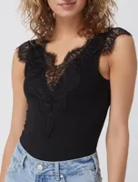 Luxe kanten body zonder mouw - ILU Bodystocking - Mouwloze kanten dames bodysuit - Lingerie body - thumbnail