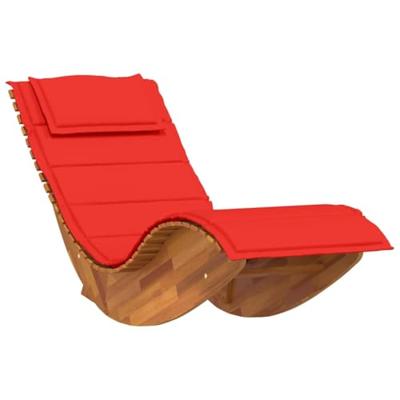 Ligstoel met kussen 2-persoon 2 pcs Bruin Massief Acaciahout