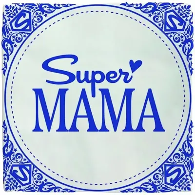 Plenty Gifts tegeltje keramiek super mama 10x10cm blauw, wit Plenty Gifts tegeltje keramiek super mama 10x10cm blauw, wit