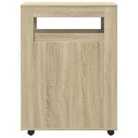 Badkamerkast smal met wielen bewerkt hout sonoma eikenkleurig - thumbnail