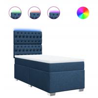 Boxspring met matras stof blauw 140x190 cm - thumbnail