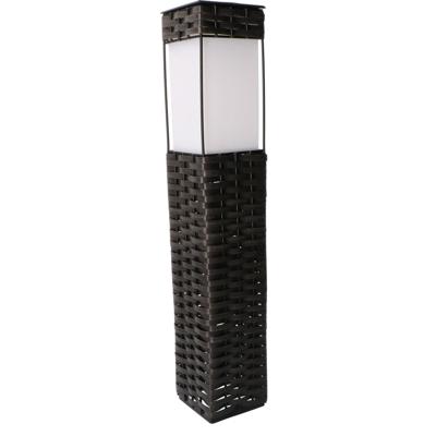 Solar LED Lantaarnpaal met sensor - Rotan look - IP44 - Zwart - 49 cm