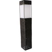 Solar LED Lantaarnpaal met sensor - Rotan look - IP44 - Zwart - 49 cm - thumbnail