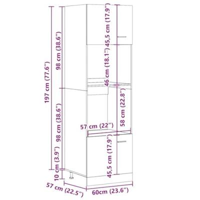 Magnetronkast Lyon 60x57x207 cm bewerkt hout ambachtelijk eiken