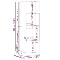 Magnetronkast Lyon 60x57x207 cm bewerkt hout ambachtelijk eiken - thumbnail