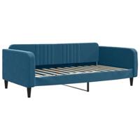 Slaapbank met onderschuifbed 100x200 cm fluweel blauw - thumbnail