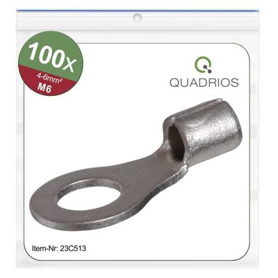 Quadrios 23C513 Ringkabelschoen Dwarsdoorsnede (max.): 6 mm² Schachtdiameter: 6.5 mm Ongeïsoleerd 100 stuk(s) Quadrios 23C513 Ringkabelschoen Dwarsdoorsnede (max.): 6 mm² Schachtdiameter: 6.5 mm Ongeïsoleerd 100 stuk(s)