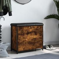 Schoenenbankje met klaplade 62x32x56 cm gerookt eikenkleurig - thumbnail