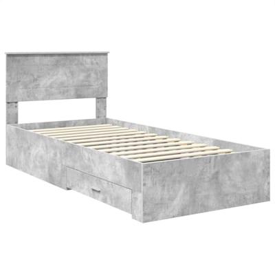 Bedframe met hoofdeinde Beton Grijs 90 x 200 cm Bewerkt hout
