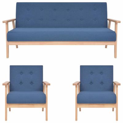 3-delig Bankstel stof blauw