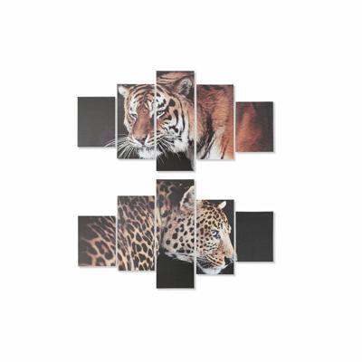 Schilderij DKD Home Decor Tijger Pijnboom Canvas (5 pcs) (2 pcs)
