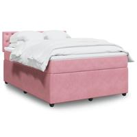 Boxspring met matras fluweel roze 140x200 cm - thumbnail