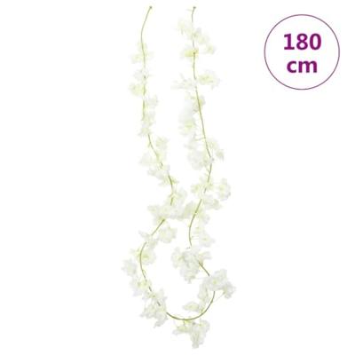 VidaXL Kerstslingers met bloemen 6 st 180 cm wit