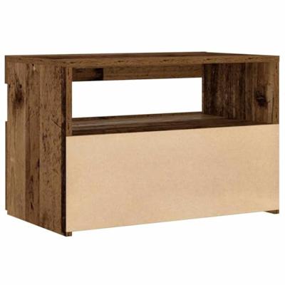 Nachtkastje met LED 60x35x40 cm bewerkt hout oud hout