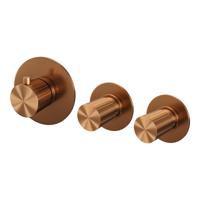 Brauer Stripe inbouwthermostaat en 2 stopkranen met in- en afbouwdelen koper geborsteld PVD - thumbnail