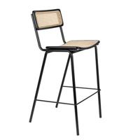 Zuiver Barkruk 'Jort' Rotan, kleur Naturel/Zwart (zithoogte 78cm) - thumbnail