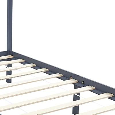 Hemelbedframe massief grenenhout grijs 90x200 cm
