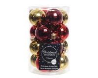 Kerstbal glas d3.5 cm rood/goud 16st kerst Decoris - Decoris - thumbnail