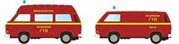 Minis by Lemke LC4342 N Auto Volkswagen T3 set van 2 Duitse brandweerwagens - thumbnail