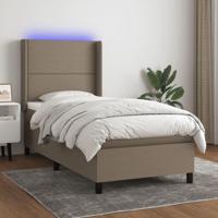 Boxspring met matras en LED stof taupe 90x190 cm - thumbnail