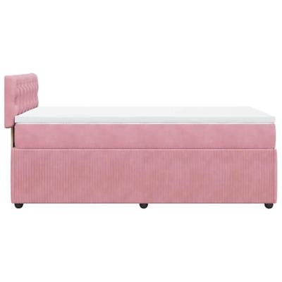 Boxspring met matras fluweel roze 90x190 cm
