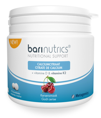 BariNutrics Calciumcitraat + K2 Kerssmaak 90 Kauwtabletten