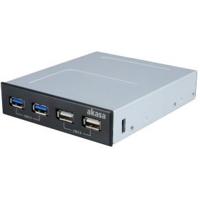 Akasa Akasa InterConnect S - Anschlüsse am vorderen Bedienfeld des Speicherschachts (A AK-ICR-12V3 USB-hub 4 poorten USB-A USB 3.0 5 GBit/s Zwart - thumbnail