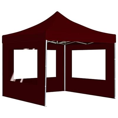 Partytent inklapbaar met wanden 2x2 m aluminium bordeauxrood