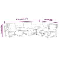 6-delige Loungeset met kussens massief grenenhout wasbruin - thumbnail