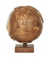 MUST Living Decoratie 'Wereldbol' Teakhout, kleur Naturel - thumbnail