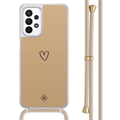 Samsung Galaxy A23 hoesje met koord - Hart bruin