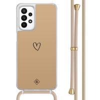Samsung Galaxy A23 hoesje met koord - Hart bruin - thumbnail
