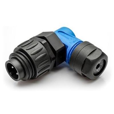 Amphenol C01620K00310010 Ecomate Male Kabeldeel Haaks 3+PE Schroef | Silver Plated | Strain Relief Clamping Ring | Zwart-blauw