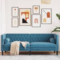Driezitsbank Chesterfield-stijl met bolsters fluweel blauw - thumbnail
