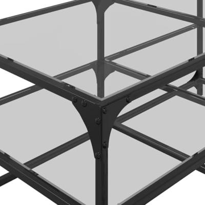 Salontafel met transparant glazen blad 98,5x50x45 cm staal