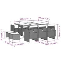 11-delige Tuinset met kussens poly rattan zwart - thumbnail