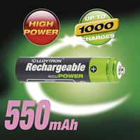 Lloytron B014 Rechargeable Accupower AAA Ni-MH Batteries 550mAh 4 Pack - thumbnail