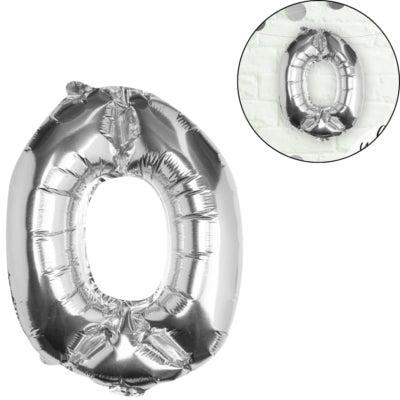 Ginger Ray folieballon cijfer 0 zilverkleurig 40 cm | 40 stuks
