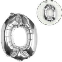 Ginger Ray folieballon cijfer 0 zilverkleurig 40 cm | 40 stuks - thumbnail