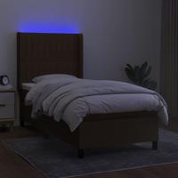 Boxspring met matras en LED stof donkerbruin 140x190 cm - thumbnail