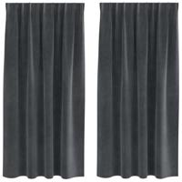 VidaXL Verduisterende gordijnen 2 pcs lichtgrijs 140 x 175 cm fluweel - thumbnail