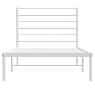 Bedframe met hoofdbord metaal wit 90x200 cm